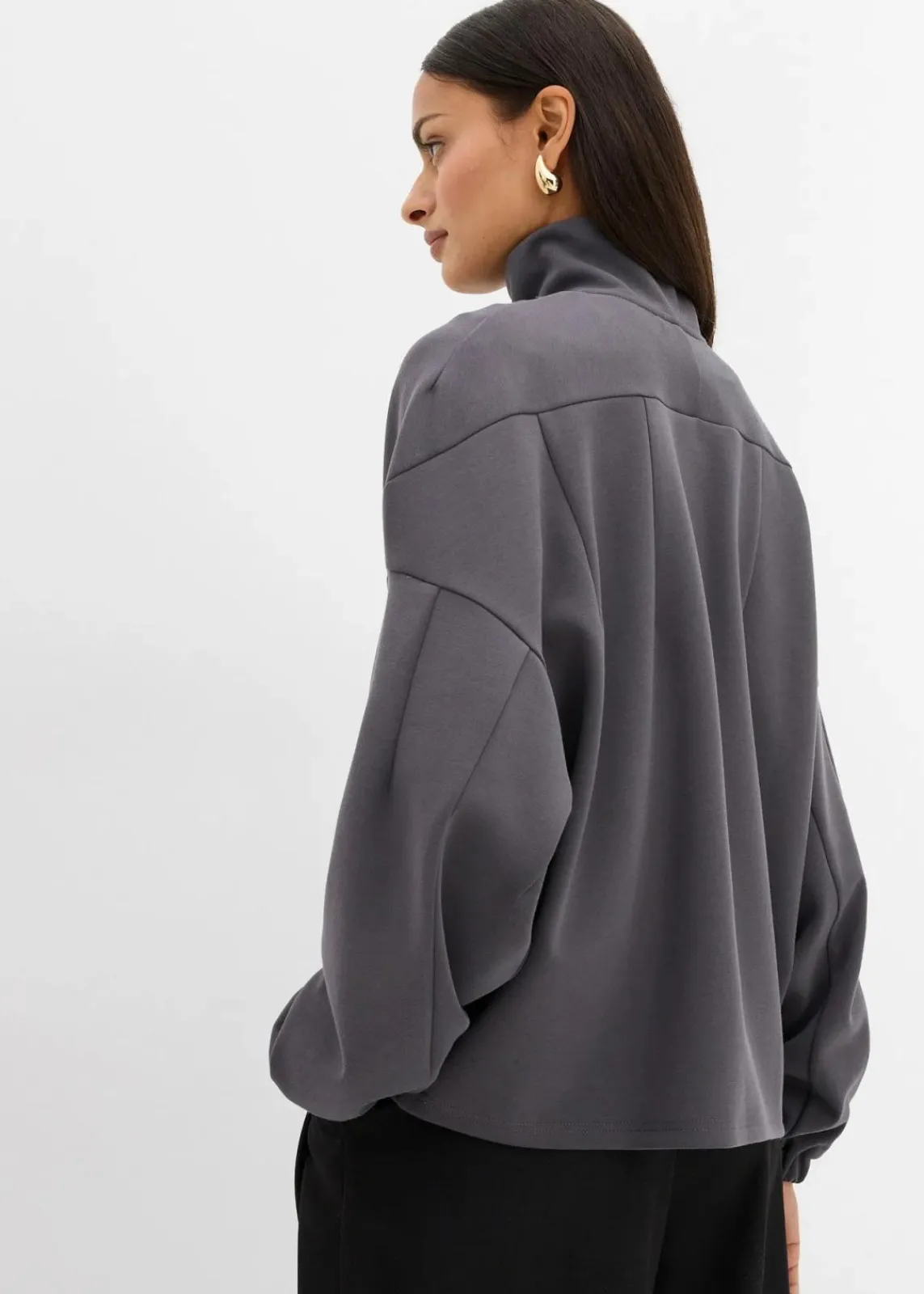 bonprix Bekleidung·Blusen & Tuniken|Sweat^Oversize-Sweatshirt aus Scuba schiefergrau