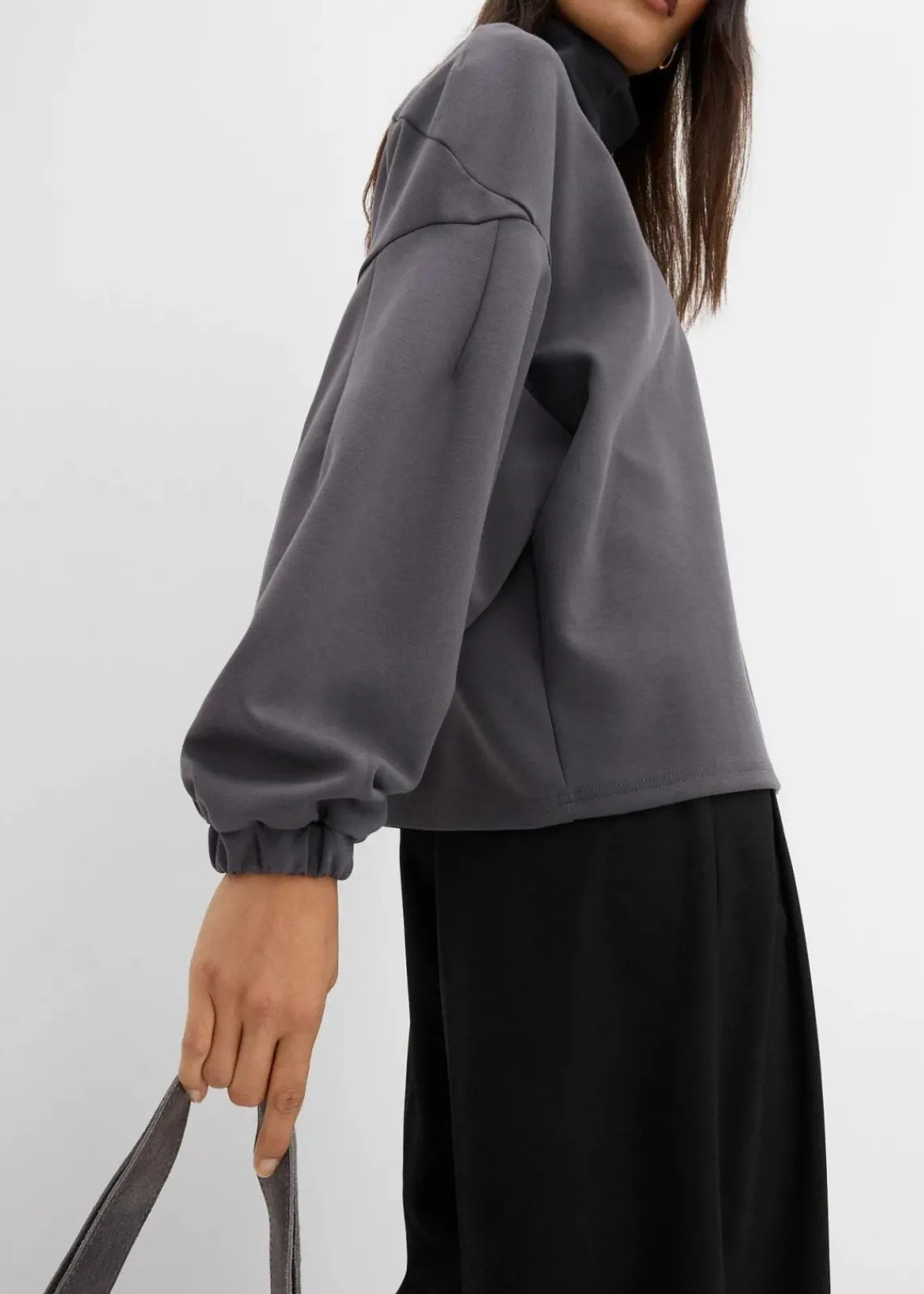 bonprix Bekleidung·Blusen & Tuniken|Sweat^Oversize-Sweatshirt aus Scuba schiefergrau