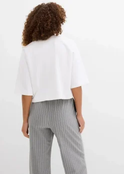 bonprix Bekleidung·Blusen & Tuniken|Sweat^Oversize-Sweatshirt aus weichem Baumwoll-Mix weiß/dunkelblau