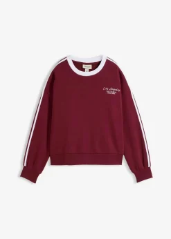 bonprix Bekleidung·Blusen & Tuniken|Nachhaltigere Materialien^Oversize-Sweatshirt aus weichem Baumwoll-Mix ahornrot/weiß