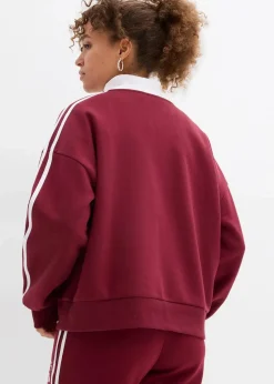 bonprix Bekleidung·Blusen & Tuniken|Nachhaltigere Materialien^Oversize-Sweatshirt aus weichem Baumwoll-Mix ahornrot/weiß
