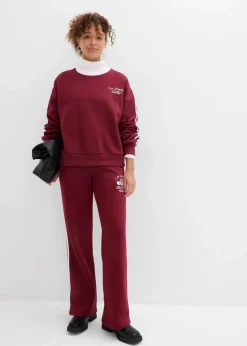 bonprix Bekleidung·Blusen & Tuniken|Nachhaltigere Materialien^Oversize-Sweatshirt aus weichem Baumwoll-Mix ahornrot/weiß