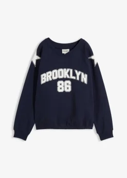 bonprix Bekleidung·Blusen & Tuniken|Sweat^Oversize-Sweatshirt aus weichem Baumwoll-Mix dunkelblau/weiß bedruckt