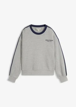 bonprix Sweat|Zweiteiler & Sets^Oversize-Sweatshirt aus weichem Baumwoll-Mix hellgrau meliert/dunkelblau