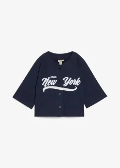 bonprix Nachhaltigere Materialien|Sweat^Oversize-Sweatshirt aus weichem Baumwoll-Mix dunkelblau/weiß