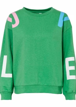 bonprix Bekleidung·Blusen & Tuniken|Nachhaltigere Materialien^Oversize-Sweatshirt aus weichem Baumwoll-Mix opalgrün bedruckt