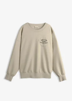 bonprix Bekleidung·Blusen & Tuniken|Sweat^Oversize-Sweatshirt aus weichem Baumwoll-Mix hellsand