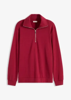 bonprix Nachhaltigere Materialien^Oversize-Sweatshirt mit Reißverschluss pflaumenrot