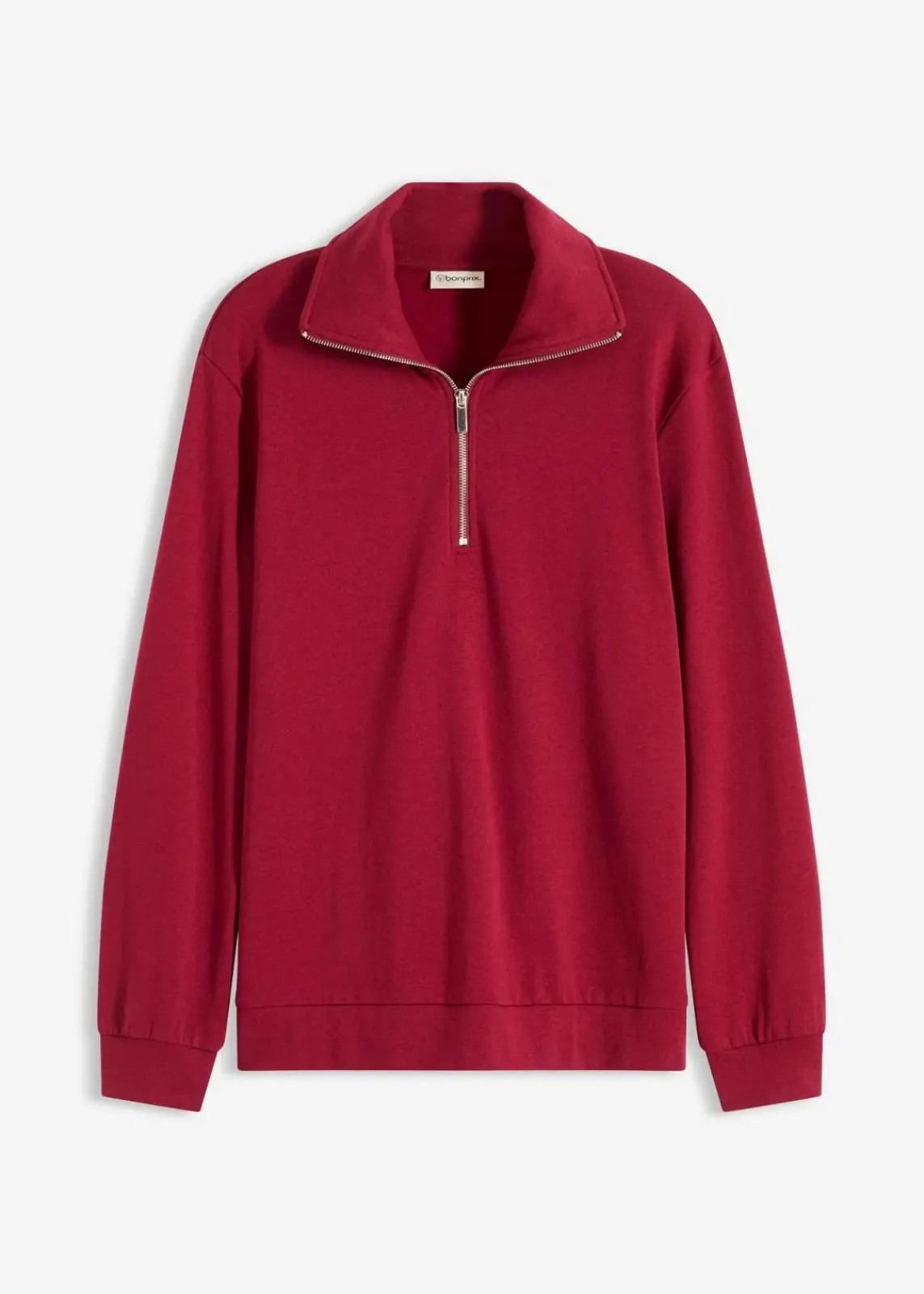 bonprix Nachhaltigere Materialien^Oversize-Sweatshirt mit Reißverschluss pflaumenrot