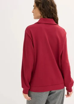bonprix Nachhaltigere Materialien^Oversize-Sweatshirt mit Reißverschluss pflaumenrot