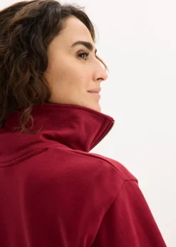 bonprix Nachhaltigere Materialien^Oversize-Sweatshirt mit Reißverschluss pflaumenrot