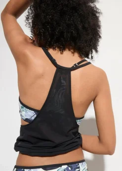 bonprix Tankinis|Bademode·Tankinis^Oversize-Tankini mit Bustier-Bikinioberteil (3-tlg.Set) blau/schwarz floral