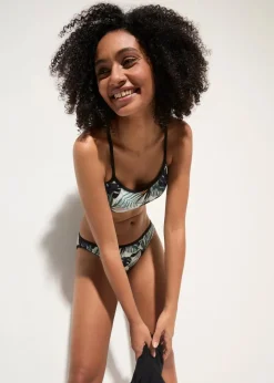 bonprix Tankinis|Bademode·Tankinis^Oversize-Tankini mit Bustier-Bikinioberteil (3-tlg.Set) blau/schwarz floral