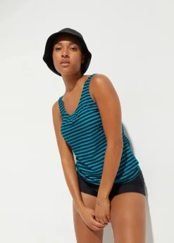 bonprix Bademode·Tankinis|Tankinis^Oversize-Tankini (2-tlg. Set) schwarz/türkis gestreift