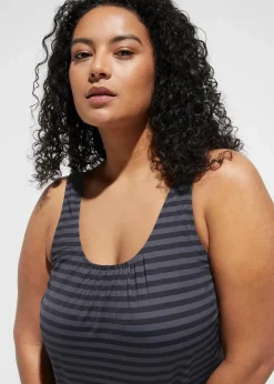bonprix Bademode·Tankinis|Tankinis^Oversize-Tankini (2-tlg. Set) schwarz/türkis gestreift