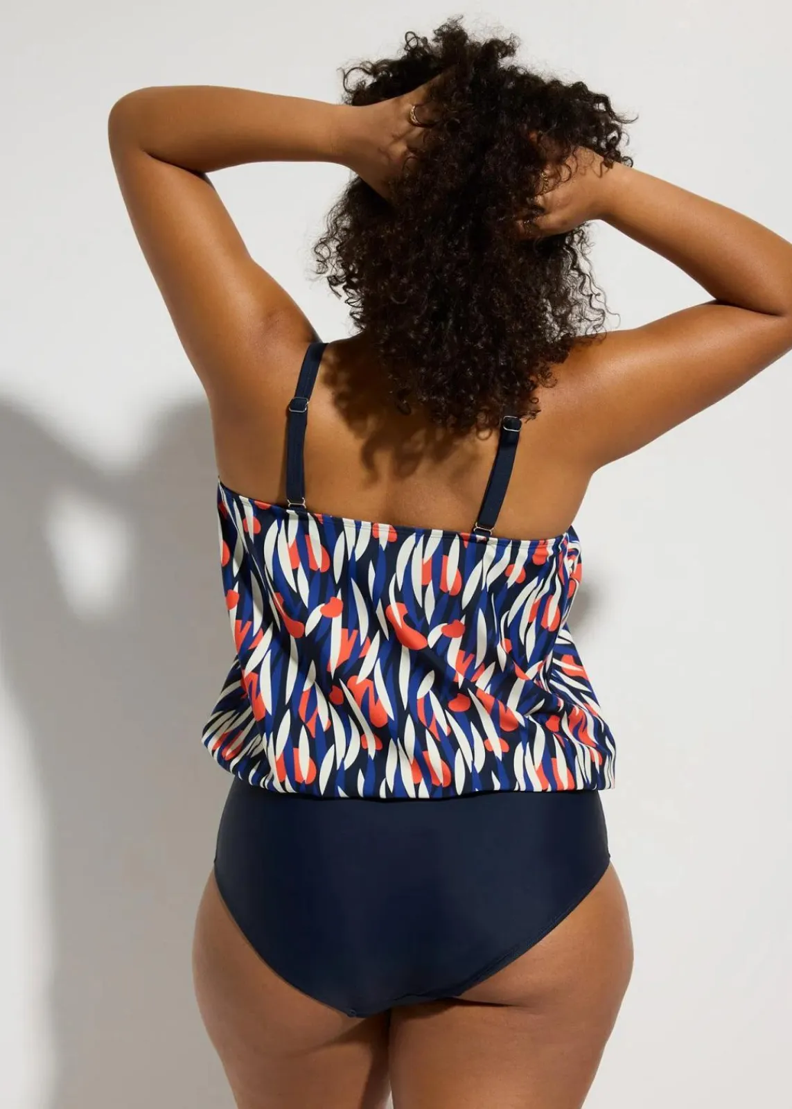 bonprix Nachhaltigere Materialien|Tankinis^Oversize-Tankini (2-tlg.Set) dunkelblau bedruckt