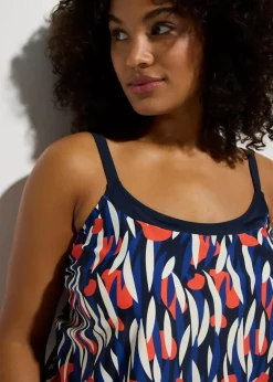 bonprix Nachhaltigere Materialien|Tankinis^Oversize-Tankini (2-tlg.Set) dunkelblau bedruckt