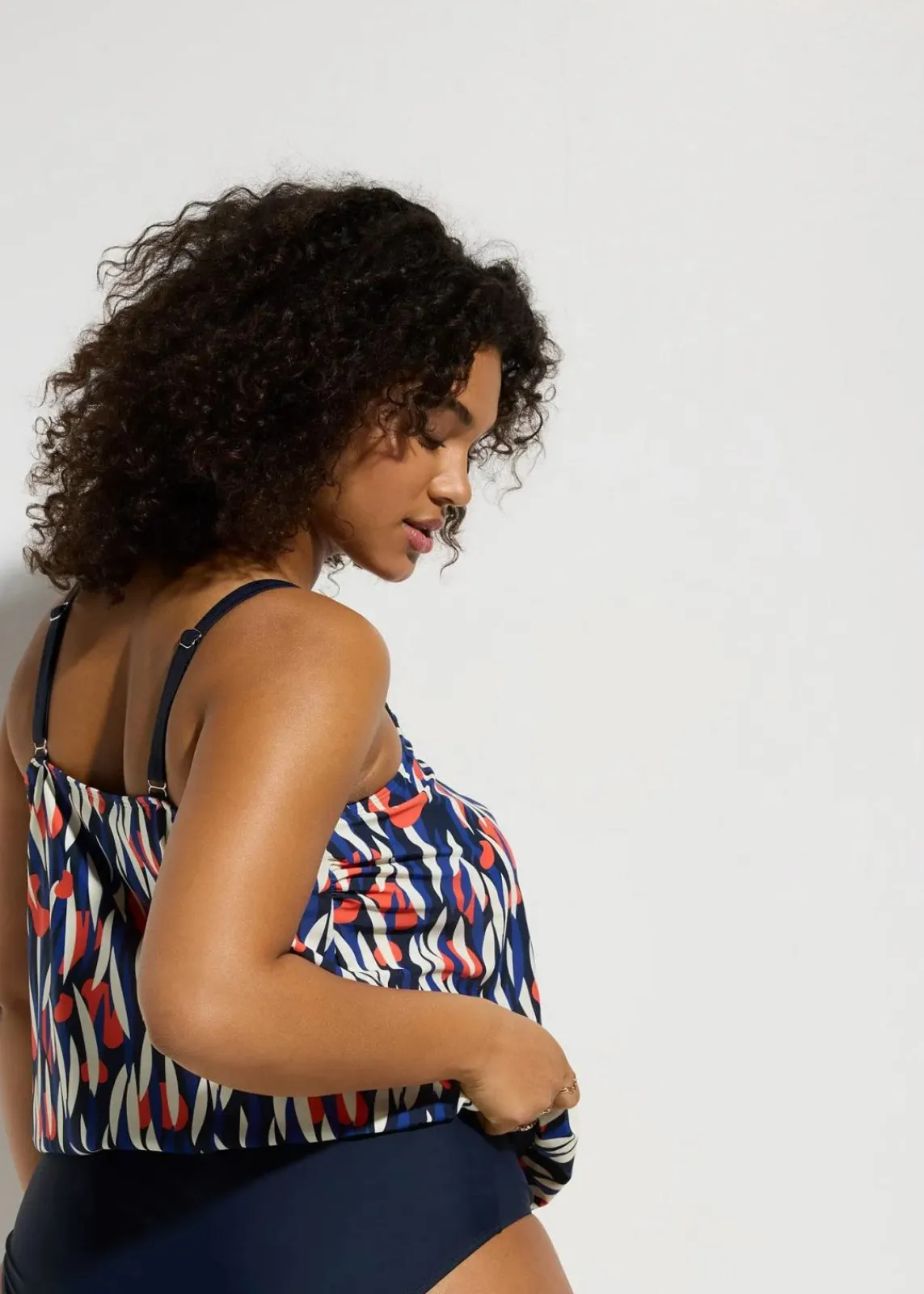 bonprix Nachhaltigere Materialien|Tankinis^Oversize-Tankini (2-tlg.Set) dunkelblau bedruckt