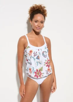 bonprix Nachhaltigere Materialien|Tankinis^Oversize-Tankini (2-tlg.Set) mit verstellbaren Trägern weiß floral
