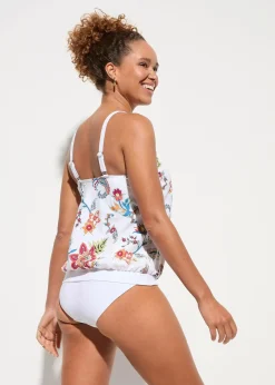 bonprix Nachhaltigere Materialien|Tankinis^Oversize-Tankini (2-tlg.Set) mit verstellbaren Trägern weiß floral
