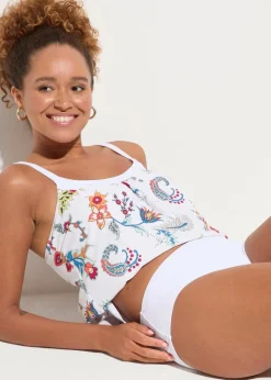bonprix Nachhaltigere Materialien|Tankinis^Oversize-Tankini (2-tlg.Set) mit verstellbaren Trägern weiß floral