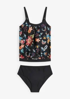 bonprix Nachhaltigere Materialien|Bademode·Tankinis^Oversize-Tankini (2-tlg.Set) mit verstellbaren Trägern schwarz floral