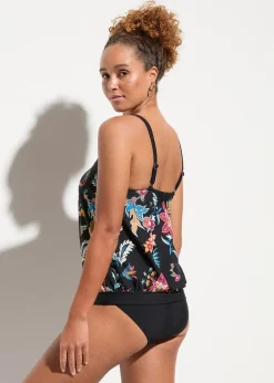 bonprix Nachhaltigere Materialien|Bademode·Tankinis^Oversize-Tankini (2-tlg.Set) mit verstellbaren Trägern schwarz floral