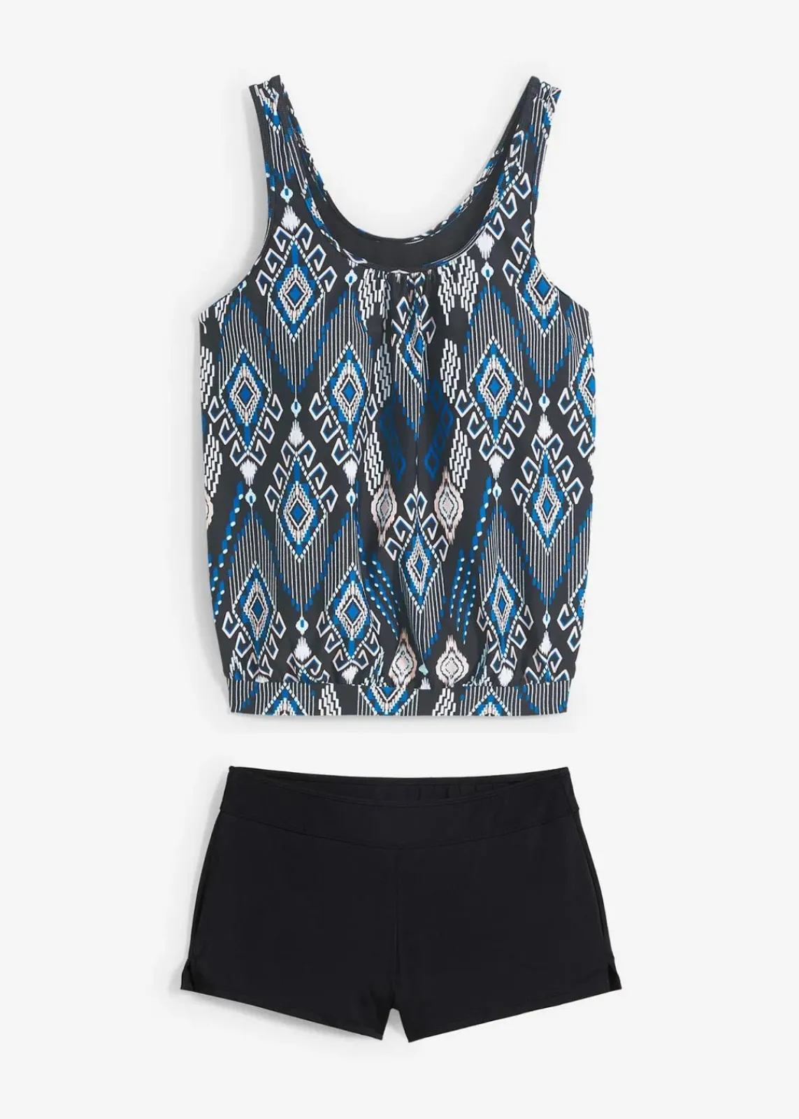 bonprix Nachhaltigere Materialien|Tankinis^Oversize-Tankini (2-tlg.Set) mit Panty schwarz bedruckt