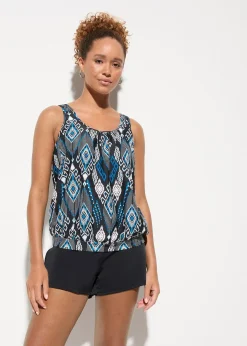 bonprix Nachhaltigere Materialien|Tankinis^Oversize-Tankini (2-tlg.Set) mit Panty schwarz bedruckt