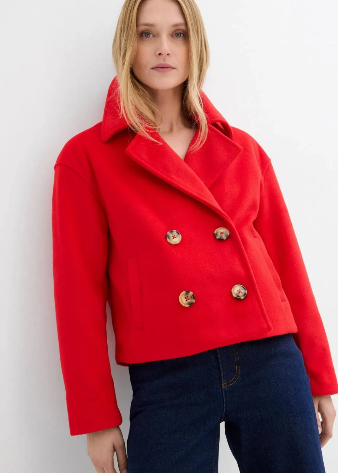 bonprix Nachhaltigere Materialien|Jacken & Mäntel^Oversize-Trenchjacke in Wolloptik rot