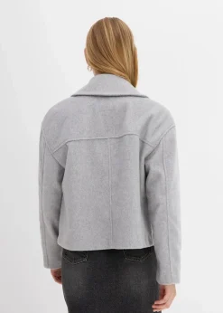 bonprix Bekleidung·Hosen|Jacken & Mäntel^Oversize-Trenchjacke in Wolloptik hellgrau meliert