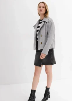 bonprix Bekleidung·Hosen|Jacken & Mäntel^Oversize-Trenchjacke in Wolloptik hellgrau meliert