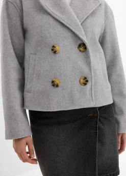 bonprix Bekleidung·Hosen|Jacken & Mäntel^Oversize-Trenchjacke in Wolloptik hellgrau meliert