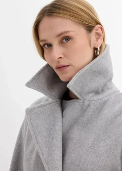 bonprix Bekleidung·Hosen|Jacken & Mäntel^Oversize-Trenchjacke in Wolloptik hellgrau meliert