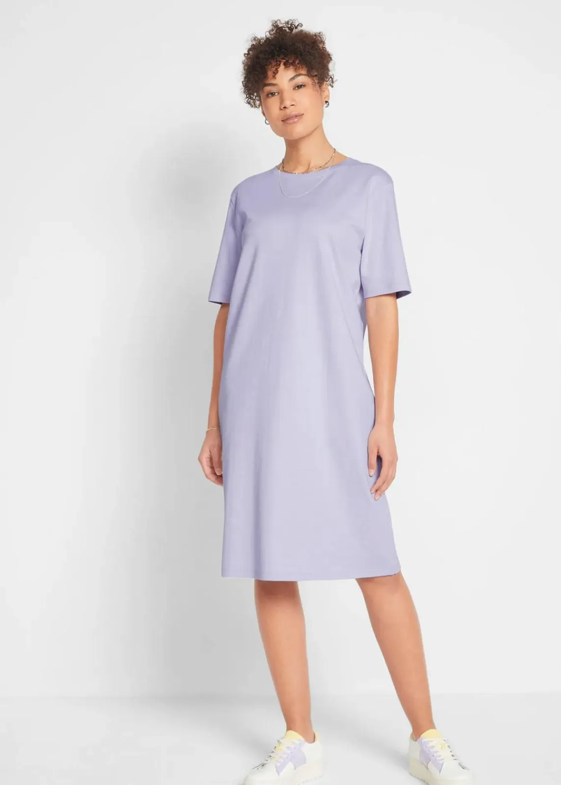 bonprix Kleider|Basics^Oversize-T-Shirtkleid aus reiner Baumwolle (2er Pack) rauchlavendel + schwarz