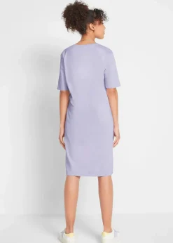 bonprix Kleider|Basics^Oversize-T-Shirtkleid aus reiner Baumwolle (2er Pack) rauchlavendel + schwarz
