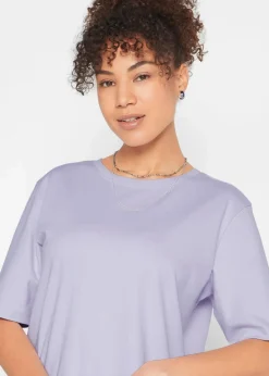 bonprix Kleider|Basics^Oversize-T-Shirtkleid aus reiner Baumwolle (2er Pack) rauchlavendel + schwarz