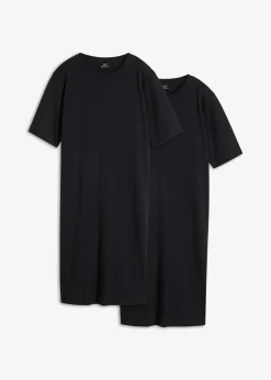 bonprix Bekleidung·Röcke|Bekleidung·Pullover & Strickjacken^Oversize-T-Shirtkleid aus reiner Baumwolle (2er Pack) schwarz + schwarz