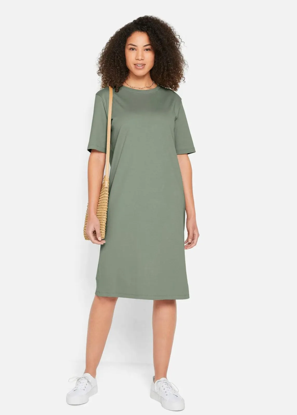 bonprix Kleider|Basics^Oversize-T-Shirtkleid aus reiner Baumwolle (2er Pack) dunkelblau + seegras