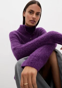 bonprix Pullover & Strickjacken|Premium^Oversize-Wollpullover mit Alpaka tieflila
