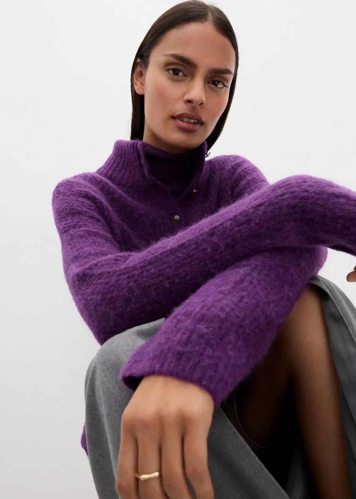 bonprix Pullover & Strickjacken|Premium^Oversize-Wollpullover mit Alpaka tieflila