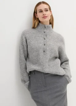 bonprix Bekleidung·Umstandsmode|Strickmode^Oversize-Wollpullover mit Alpaka hellgrau meliert