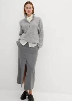 bonprix Bekleidung·Umstandsmode|Strickmode^Oversize-Wollpullover mit Alpaka hellgrau meliert
