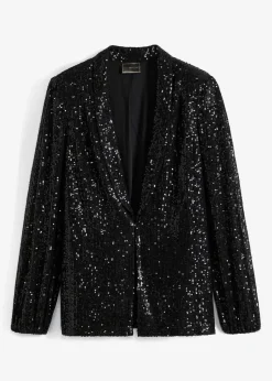 bonprix Bekleidung·Basics|Blazer^Paillettenblazer schwarz metallic