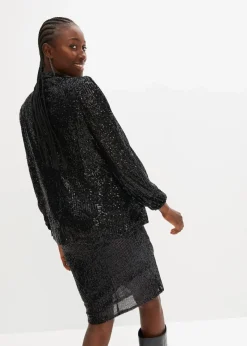 bonprix Bekleidung·Basics|Blazer^Paillettenblazer schwarz metallic