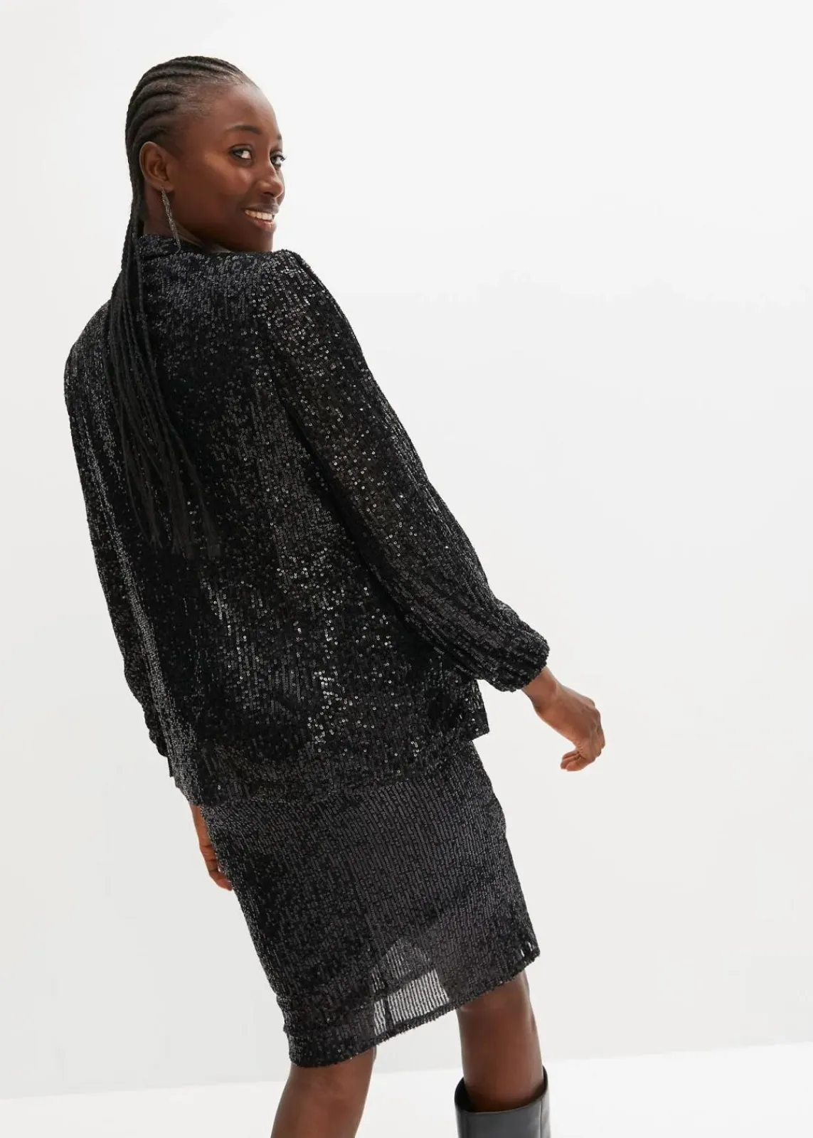 bonprix Bekleidung·Basics|Blazer^Paillettenblazer schwarz metallic