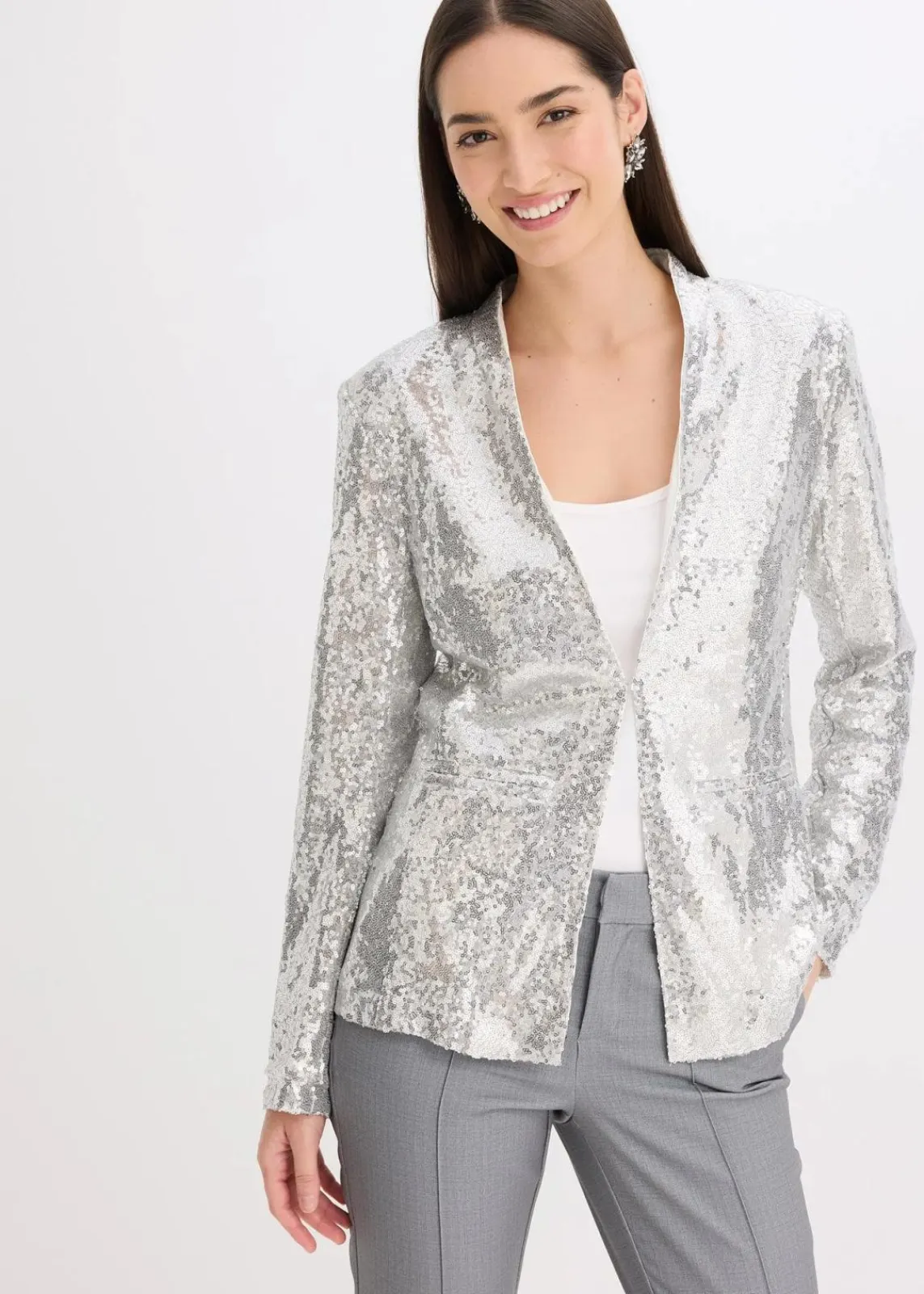 bonprix Bekleidung·Basics|Blazer^Paillettenblazer silber