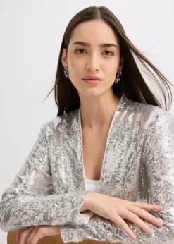bonprix Bekleidung·Basics|Blazer^Paillettenblazer silber