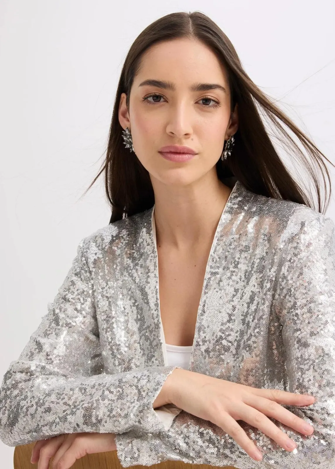 bonprix Bekleidung·Basics|Blazer^Paillettenblazer silber