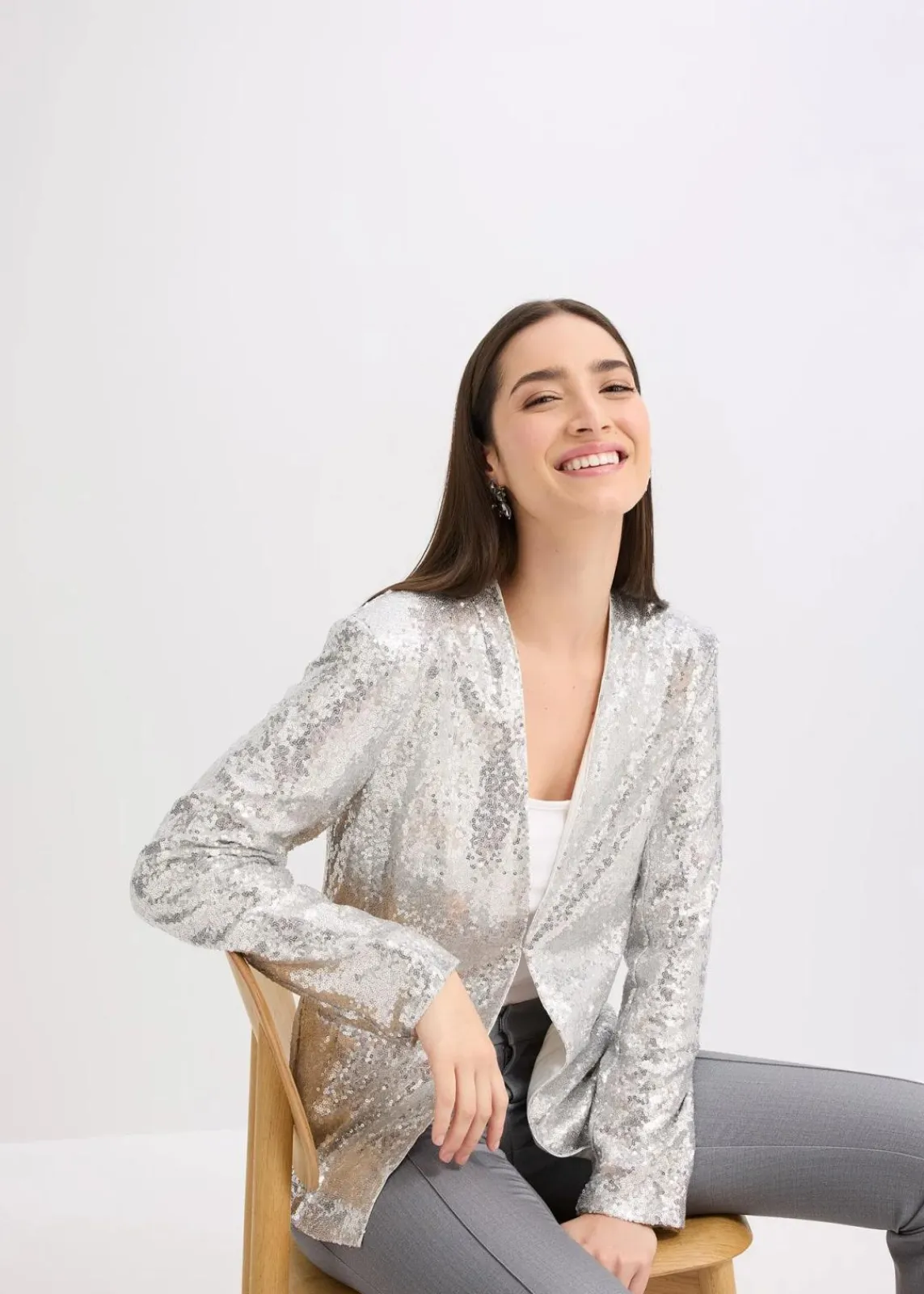 bonprix Bekleidung·Basics|Blazer^Paillettenblazer silber